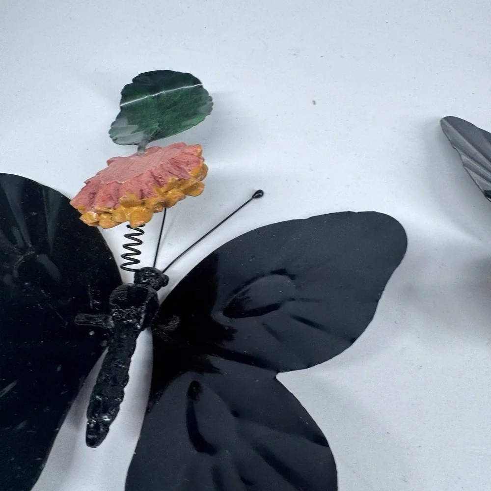 Metal Butterfly Garden Decor Spring Clip On Plant Pot Art Set READ